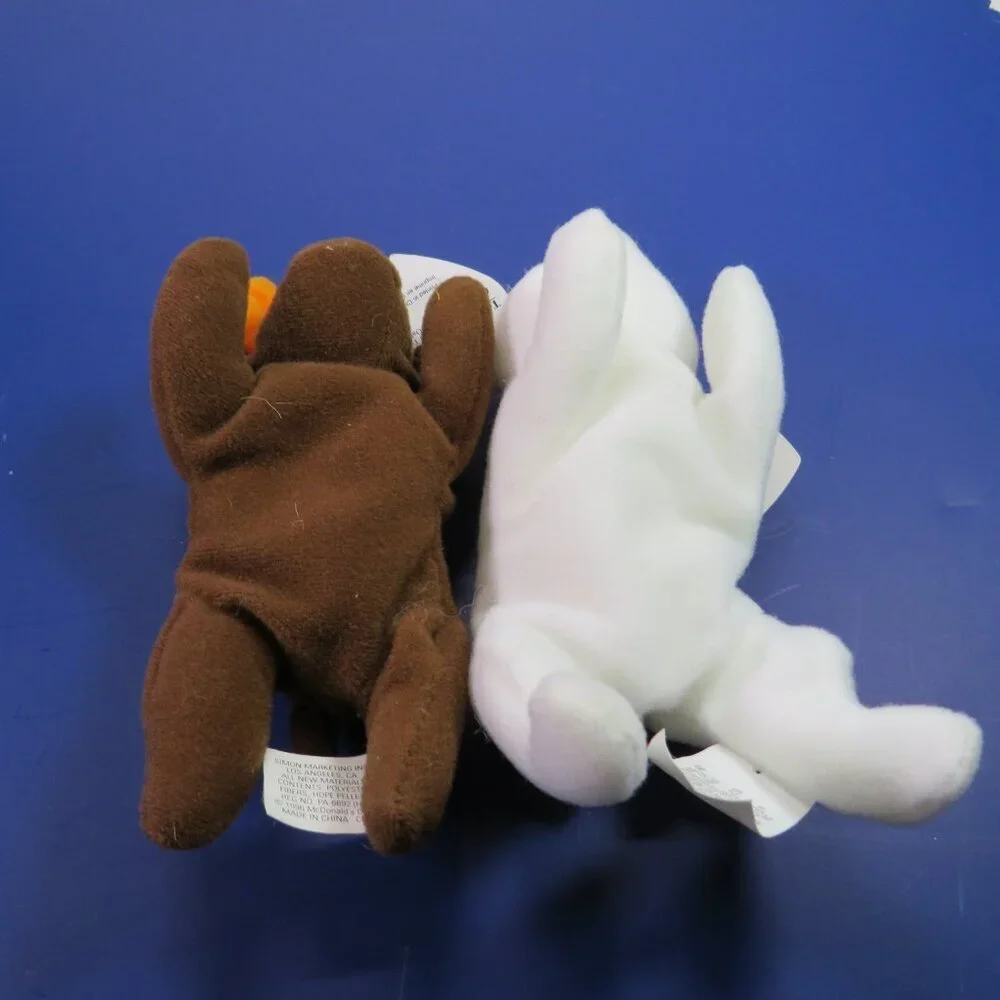 Chilly Polar Bear & Chocolate Moose TY Beanie Baby Winter Animals